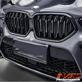 FloKraft Dry Carbon Fibre F96 X6M Style Duel Stripe Front Kidney Grille Grill Bodykit for BMW X6 G06 2019-2023 Pre LCI